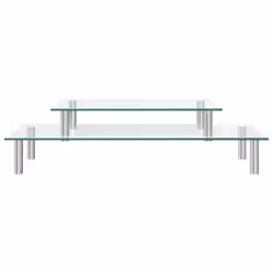vidaXL 2-Tier Monitor Stand Transparent Glass Home Desktop Screen Riser Stand