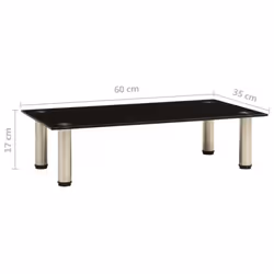 vidaXL TV Stand Black 60x35x17 cm Tempered Glass Entertainment Centre Unit - Additional view 4