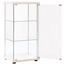 vidaXL Storage Cabinet Tempered Glass White Cupboard Sideboard Bookcase Indoor