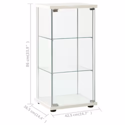vidaXL Storage Cabinet Tempered Glass White Cupboard Sideboard Bookcase Indoor