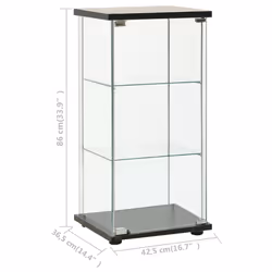 vidaXL Storage Cabinet Tempered Glass Black Cupboard Sideboard Bookcase Indoor - Additional view 4