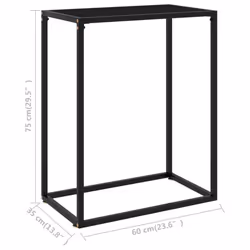 vidaXL Console Table Black 60x35x75 cm Tempered Glass Side Hall End Desk Home - Additional view 5