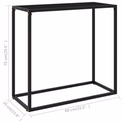 vidaXL Console Table Black 80x35x75 cm Tempered Glass Side Hall End Desk Home - Additional view 5