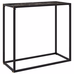 vidaXL Console Table Black 80x35x75 cm Tempered Glass Side End Hall Home Desk