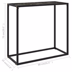vidaXL Console Table Black 80x35x75 cm Tempered Glass Side End Hall Home Desk - Additional view 5