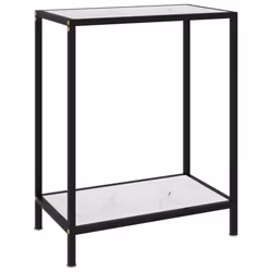 vidaXL Console Table White Tempered Glass Accent End Side Coffee Hall Table