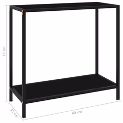 vidaXL Console Table Black 80 cm Tempered Glass Home Accent Side End Hall Desk - Additional view 5