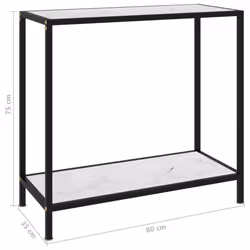 vidaXL Console Table White 80 cm Tempered Glass Home Accent Side End Hall Desk - Additional view 5