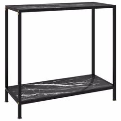 vidaXL Console Table Black 80 cm Tempered Glass Home Accent Side End Hall Desk