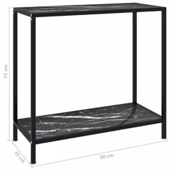 vidaXL Console Table Black 80 cm Tempered Glass Home Accent Side End Hall Desk - Additional view 5