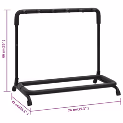 vidaXL Folding Guitar Stand with 5 Sections Black Steel Multiple Guitar Base