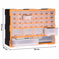 vidaXL Multi-drawer Organiser with 38 Drawers Tool Box Storage Cabinet Unit - Additional view 8