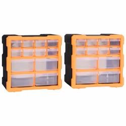 vidaXL 2x Multi-drawer Organisers with 12 Drawers Tool Storage Cabinet Unit