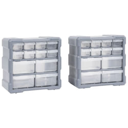 vidaXL 2x Multi-drawer Organisers with 12 Drawers Tool Storage Cabinet Unit