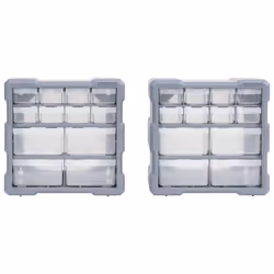 vidaXL 2x Multi-drawer Organisers with 12 Drawers Tool Storage Cabinet Unit