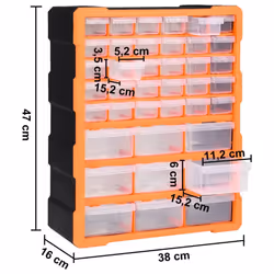 vidaXL Multi-drawer Organiser with 39 Drawers Tool Box Storage Cabinet Unit - Additional view 8