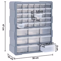 vidaXL Multi-drawer Organiser with 39 Drawers Tool Box Storage Cabinet Unit - Additional view 8