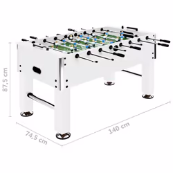 vidaXL Football Table Steel White Soccer Game Gaming Desk Indoor Furniture