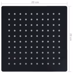 vidaXL Rain Shower Head Stainless Steel 20x20 cm Square Black Shower Part - Additional view 6