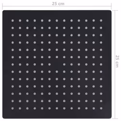 vidaXL Rain Shower Head Stainless Steel 25x25 cm Square Black Shower Part - Additional view 6