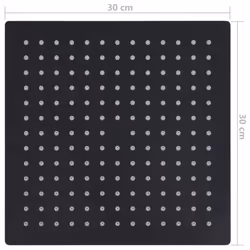 vidaXL Rain Shower Head Stainless Steel 30x30 cm Square Black Shower Part - Additional view 6