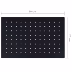 vidaXL Rain Shower Head Stainless Steel 30x20 cm Rectangular Black Shower Part - Additional view 6