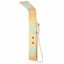 vidaXL Shower Panel System Stainless Steel 201 Gold Curved Bathtub Shower Unit - Additional view 2