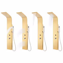 vidaXL Shower Panel System Stainless Steel 201 Gold Curved Bathtub Shower Unit - Additional view 3