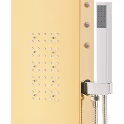 vidaXL Shower Panel System Stainless Steel 201 Gold Curved Bathtub Shower Unit - Additional view 8