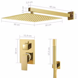 vidaXL Shower System Stainless Steel 201 Gold Bathroom Bathtub Shower Set - Additional view 5