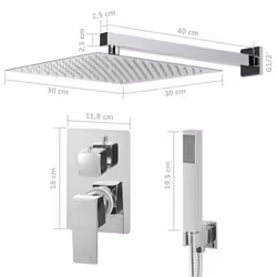 vidaXL Shower System Stainless Steel 201 Silver Bathroom Bathtub Shower Set - Additional view 5