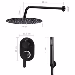 vidaXL Shower System Stainless Steel 201 Black Bathroom Bathtub Shower Set - Additional view 5