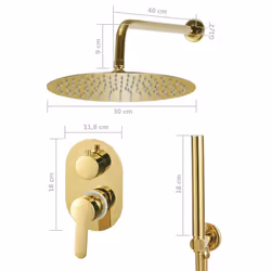 vidaXL Shower System Stainless Steel 201 Gold Bathroom Bathtub Shower Set - Additional view 5
