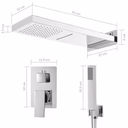 vidaXL Shower System Stainless Steel 201 Silver Bathroom Bathtub Shower Set - Additional view 5