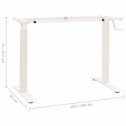 vidaXL Manual Height Adjustable Standing Desk Frame Hand Crank White Riser - Additional view 7