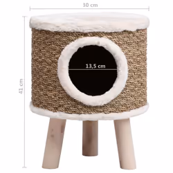 vidaXL Cat House with Wooden Legs 41 cm Seagrass Cat Furniture Pet Supply - Additional view 7