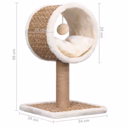 vidaXL Cat Tree with Top Tunnel and Toy Seagrass Cat Scratcher Tower House - Additional view 6