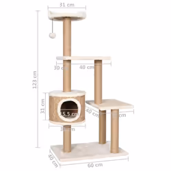 vidaXL Cat Tree with Scratching Post 123cm Seagrass Cat Furniture Pet Supply - Additional view 7