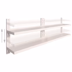 vidaXL 2x 2-Tier Floating Wall Shelves Stainless Steel Hanging Display Shelf