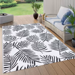 vidaXL Outdoor Carpet ARAKIL White and Black 80x150 cm PP Rug Outdoor Blanket