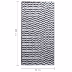 vidaXL Outdoor Carpet ARAKIL White and Black 80x150 cm PP Rug Outdoor Blanket
