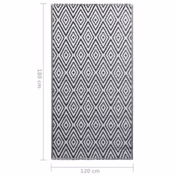 vidaXL Outdoor Carpet ARAKIL White and Black 120x180 cm PP Rug Outdoor Blanket - Additional view 6