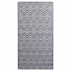 vidaXL Outdoor Carpet ARAKIL White and Black 190x290 cm PP Rug Outdoor Blanket