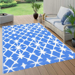 vidaXL Outdoor Carpet ARAKIL Blue and White 80x150 cm PP Rug Outdoor Blanket