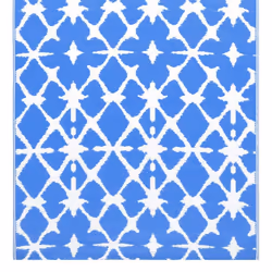 vidaXL Outdoor Carpet ARAKIL Blue and White 80x150 cm PP Rug Outdoor Blanket