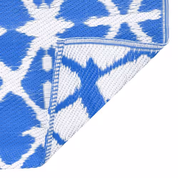 vidaXL Outdoor Carpet ARAKIL Blue and White 80x150 cm PP Rug Outdoor Blanket - Additional view 5