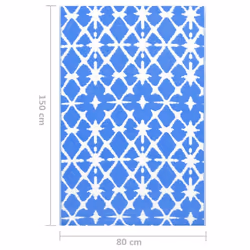 vidaXL Outdoor Carpet ARAKIL Blue and White 80x150 cm PP Rug Outdoor Blanket - Additional view 6