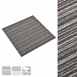 vidaXL 20x Carpet Floor Tiles 5 mÂ² 50x50 cm Striped Anthracite Bedroom Office