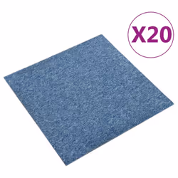 vidaXL 20x Carpet Floor Tiles 5 mÂ² 50x50 cm Blue Flooring Mat Bedroom Office