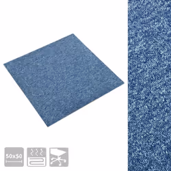 vidaXL 20x Carpet Floor Tiles 5 mÂ² 50x50 cm Blue Flooring Mat Bedroom Office